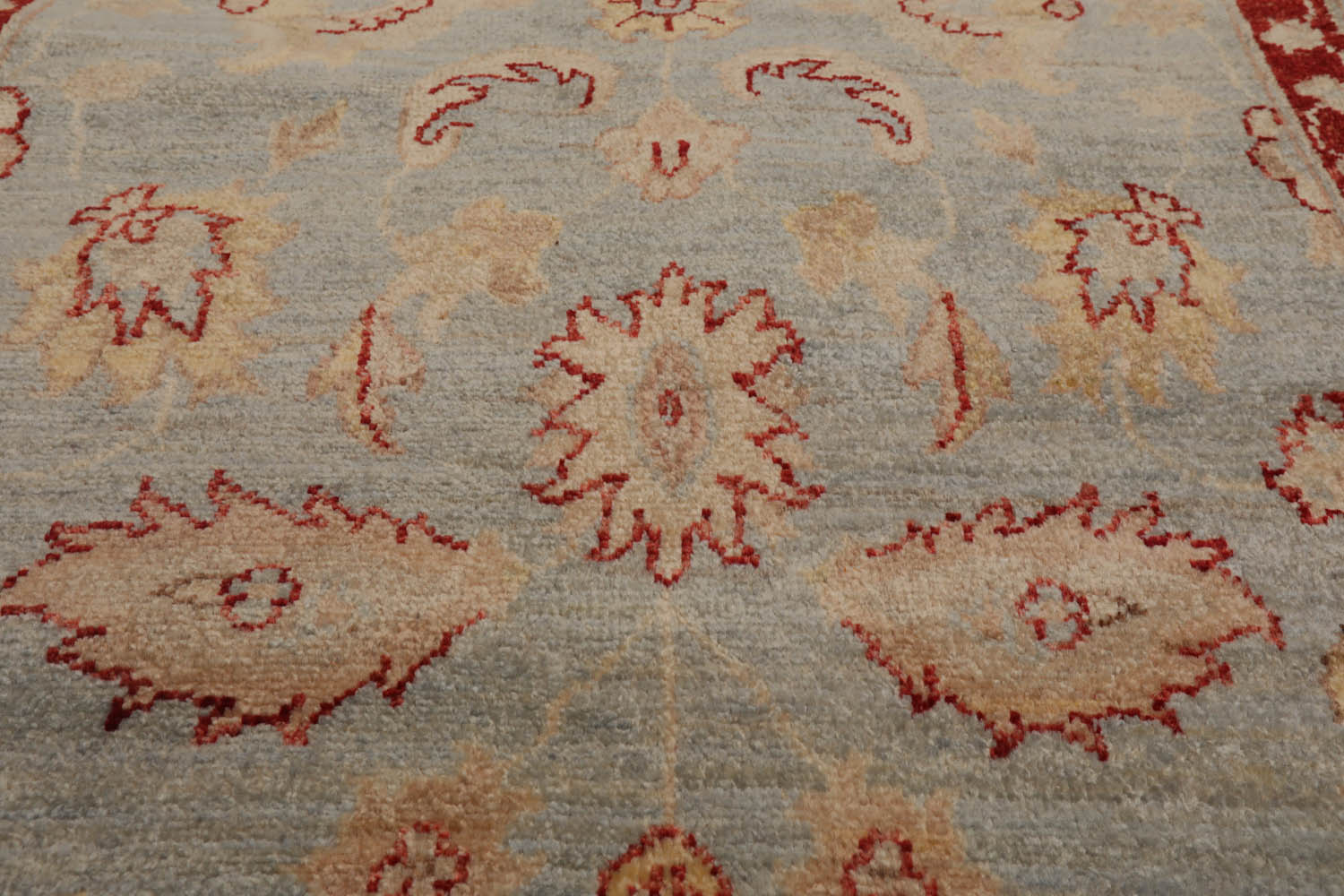 3x5 Powder Blue, Rust, Beige Color Hand Knotted Chobi Peshawar 100% Wool Traditional Oriental Rug