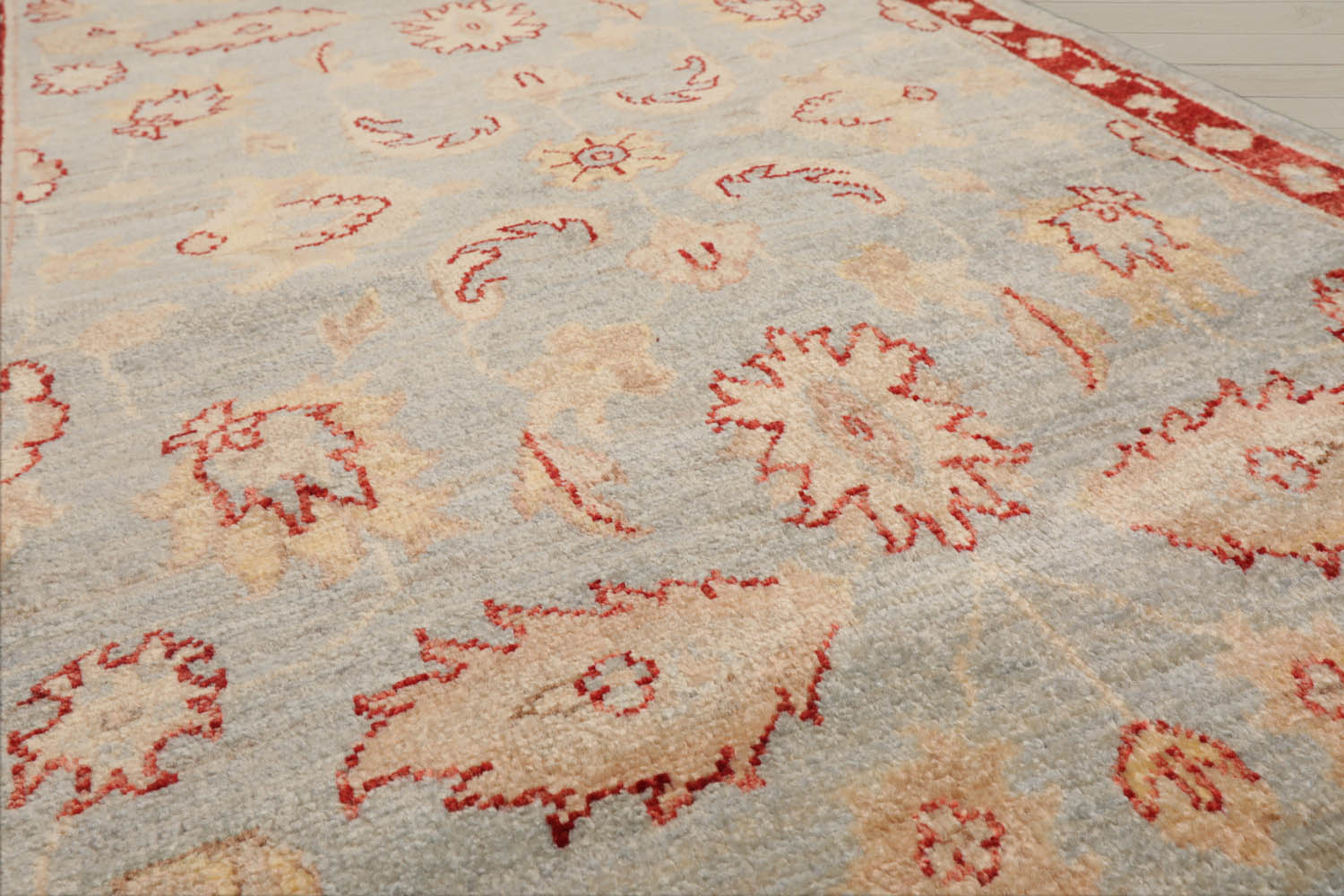 3x5 Powder Blue, Rust, Beige Color Hand Knotted Chobi Peshawar 100% Wool Traditional Oriental Rug