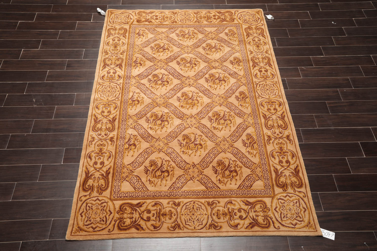 6x9 Caramel, Gold, Brown Color Hand Knotted Tibetan 100% Wool Traditional Oriental Rug