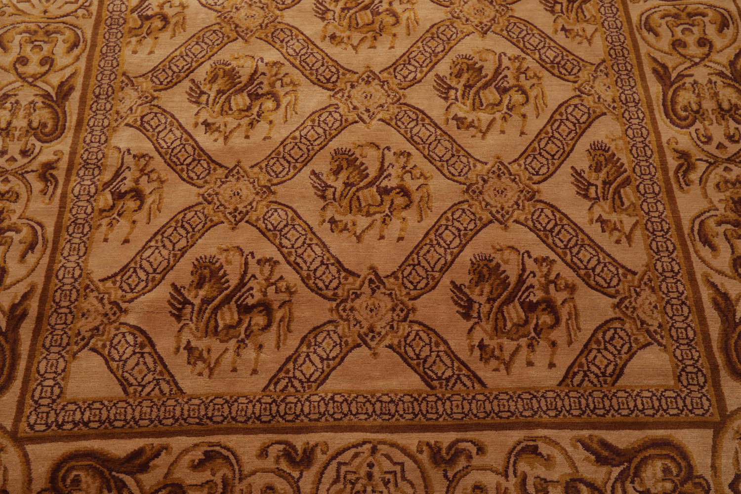 6x9 Caramel, Gold, Brown Color Hand Knotted Tibetan 100% Wool Traditional Oriental Rug