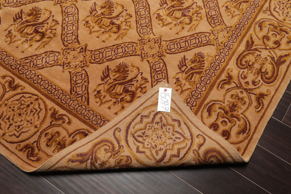 6x9 Caramel, Gold, Brown Color Hand Knotted Tibetan 100% Wool Traditional Oriental Rug