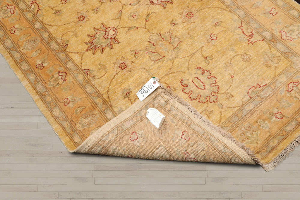 Runner Beige, Gold, Slate Color Hand Knotted Chobi Peshawar 100% Wool Traditional Oriental Rug
