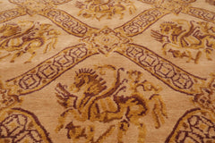 6x9 Caramel, Gold, Brown Color Hand Knotted Tibetan 100% Wool Traditional Oriental Rug