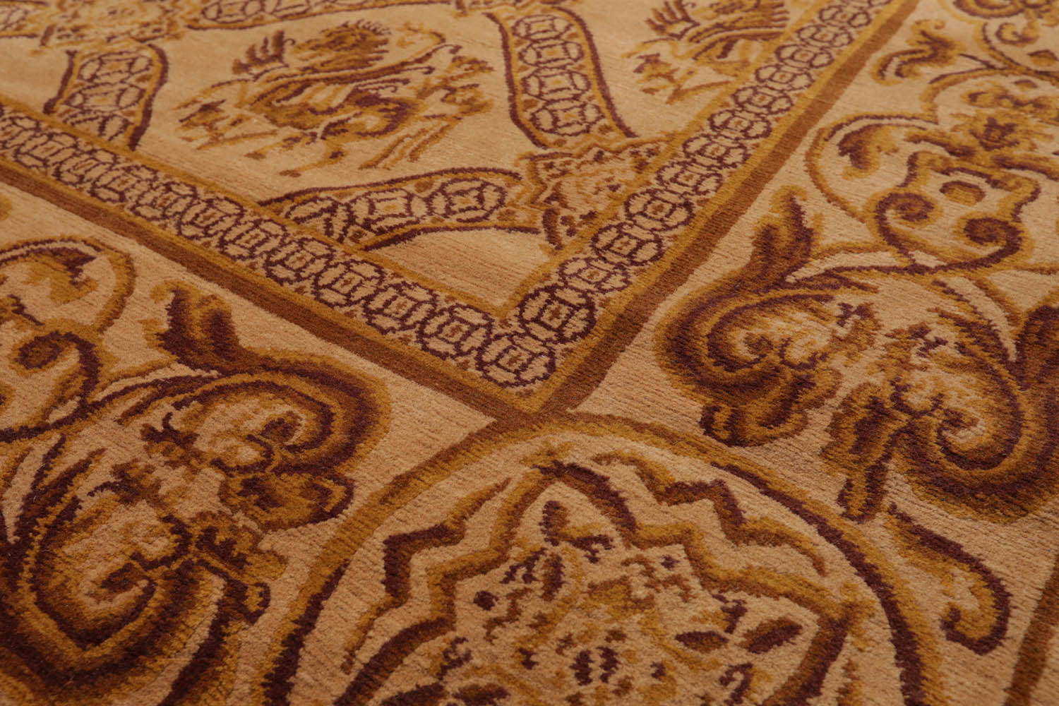 6x9 Caramel, Gold, Brown Color Hand Knotted Tibetan 100% Wool Traditional Oriental Rug