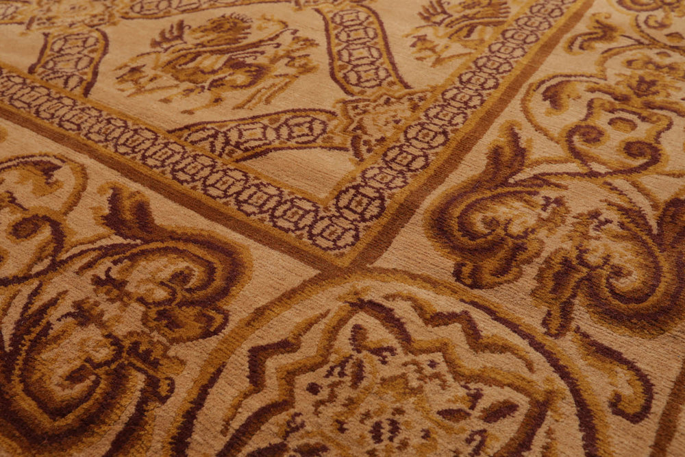 6x9 Caramel, Gold, Brown Color Hand Knotted Tibetan 100% Wool Traditional Oriental Rug