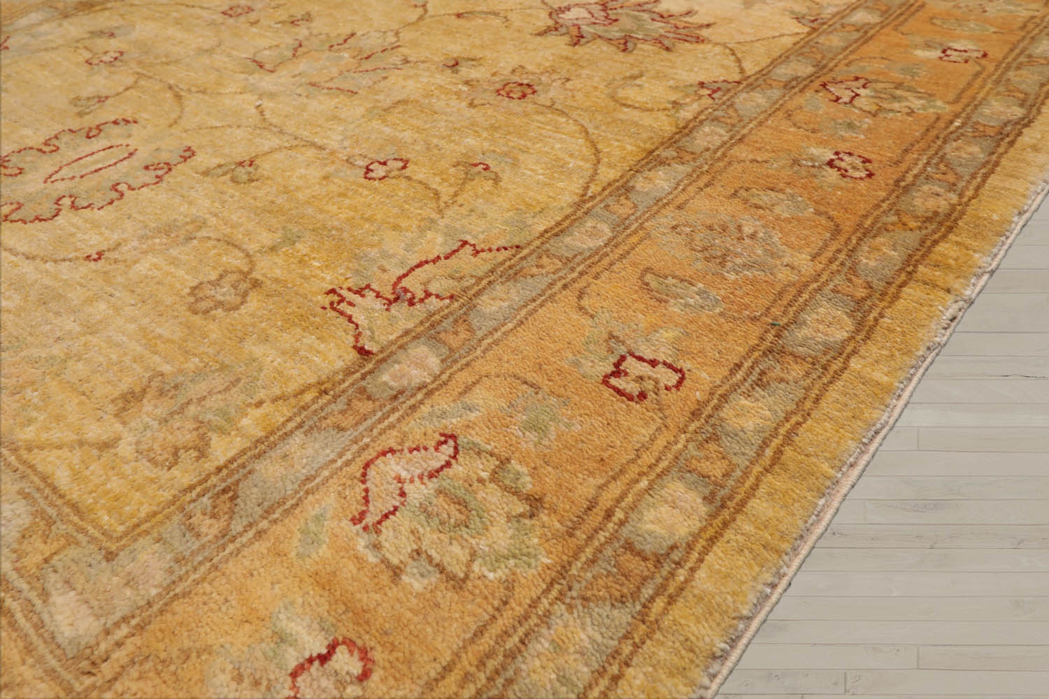 Runner Beige, Gold, Slate Color Hand Knotted Chobi Peshawar 100% Wool Traditional Oriental Rug