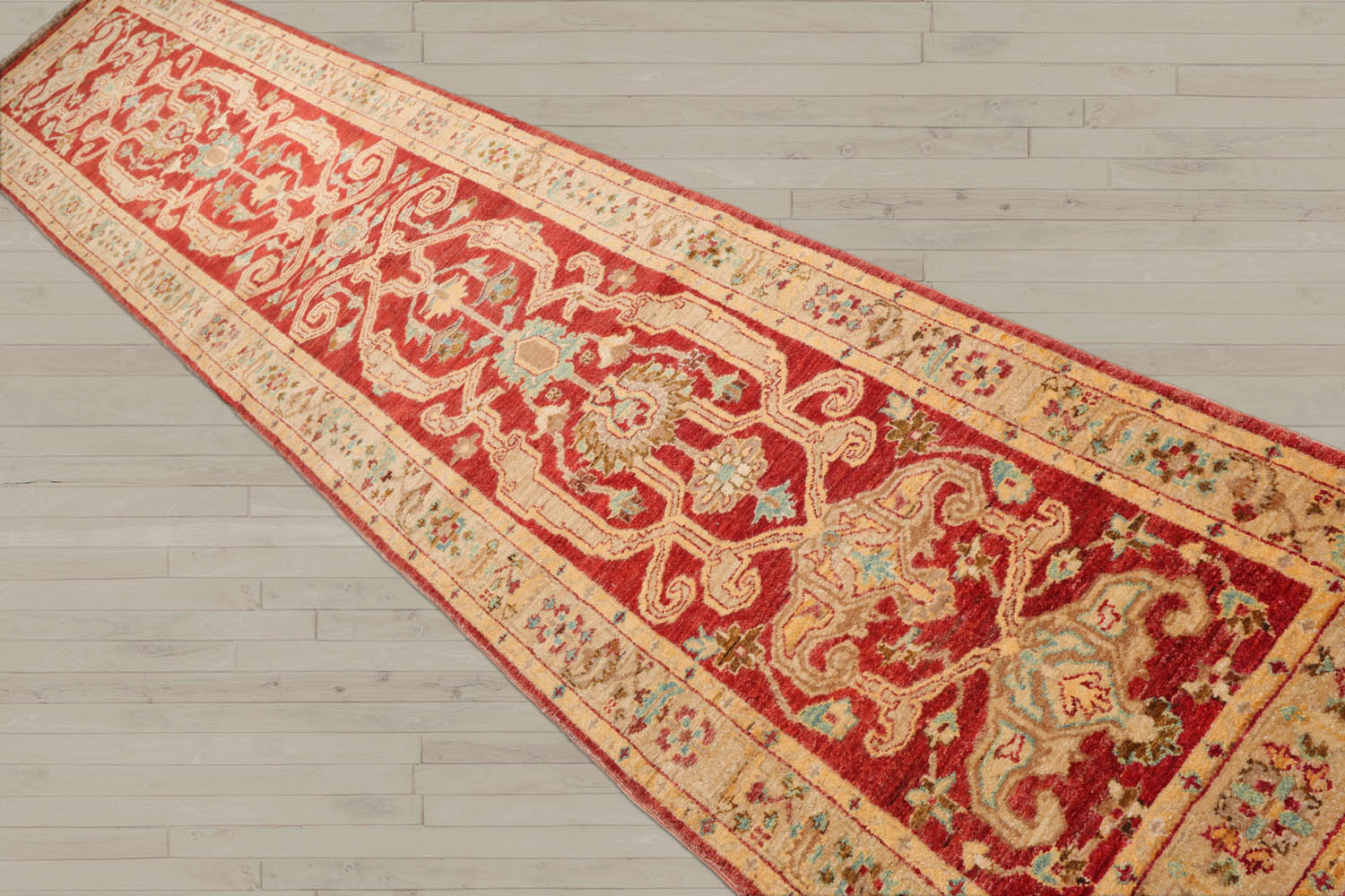 Runner Rust, Beige, Brown Color Hand Knotted Chobi Peshawar 100% Wool Traditional Oriental Rug