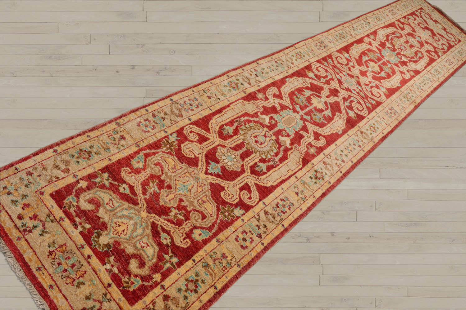 Runner Rust, Beige, Brown Color Hand Knotted Chobi Peshawar 100% Wool Traditional Oriental Rug