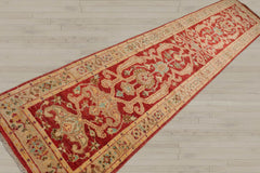 Runner Rust, Beige, Brown Color Hand Knotted Chobi Peshawar 100% Wool Traditional Oriental Rug
