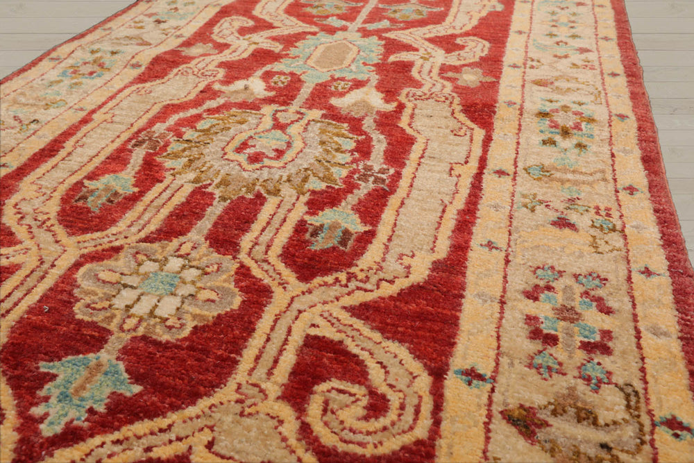Runner Rust, Beige, Brown Color Hand Knotted Chobi Peshawar 100% Wool Traditional Oriental Rug
