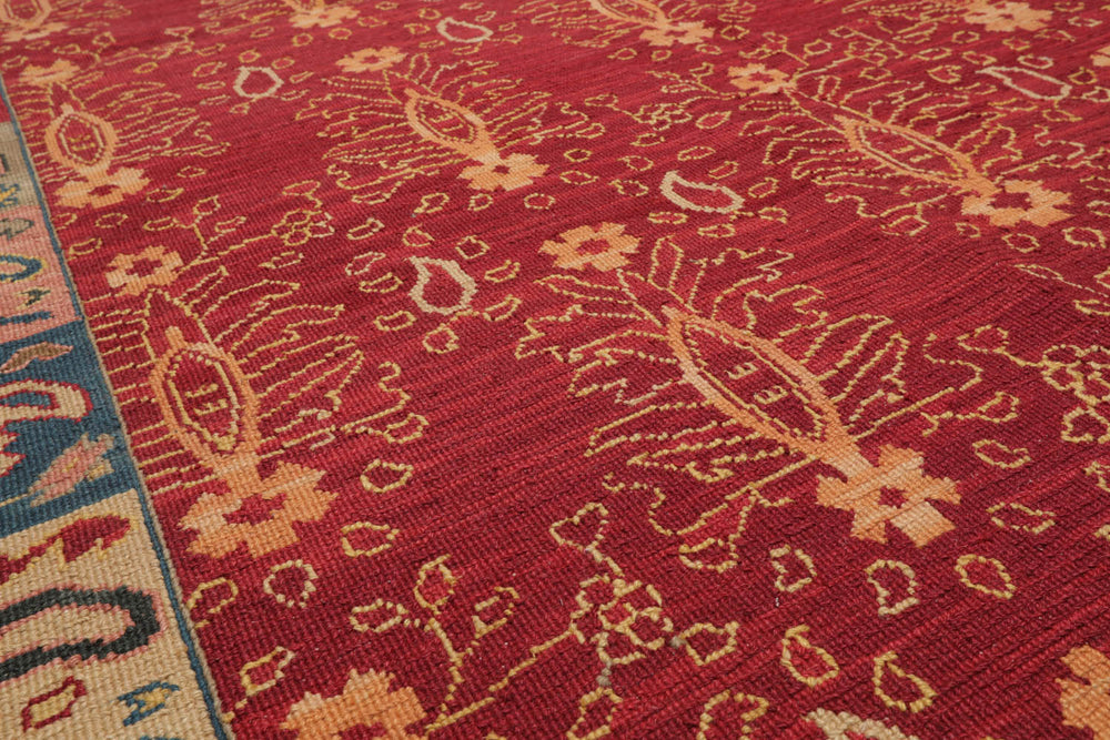 6x9 Rust, Mint, Raspberry Color Hand Knotted  100% Wool Traditional Oriental Rug