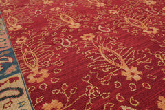6x9 Rust, Mint, Raspberry Color Hand Knotted  100% Wool Traditional Oriental Rug