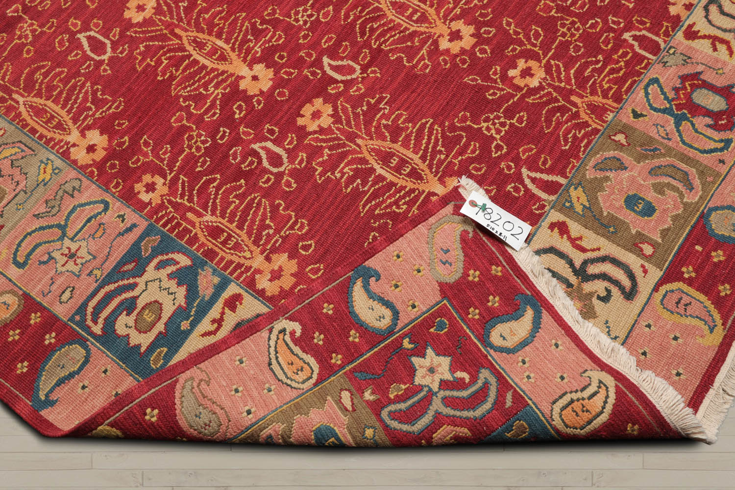 6x9 Rust, Mint, Raspberry Color Hand Knotted  100% Wool Traditional Oriental Rug