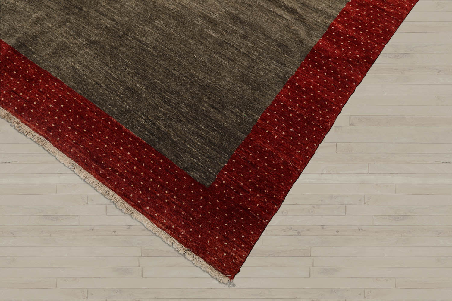 8' Square Mossy Gray, Rusty Red, Beige Color Hand Knotted Gabbeh 100% Wool Modern Oriental Rug