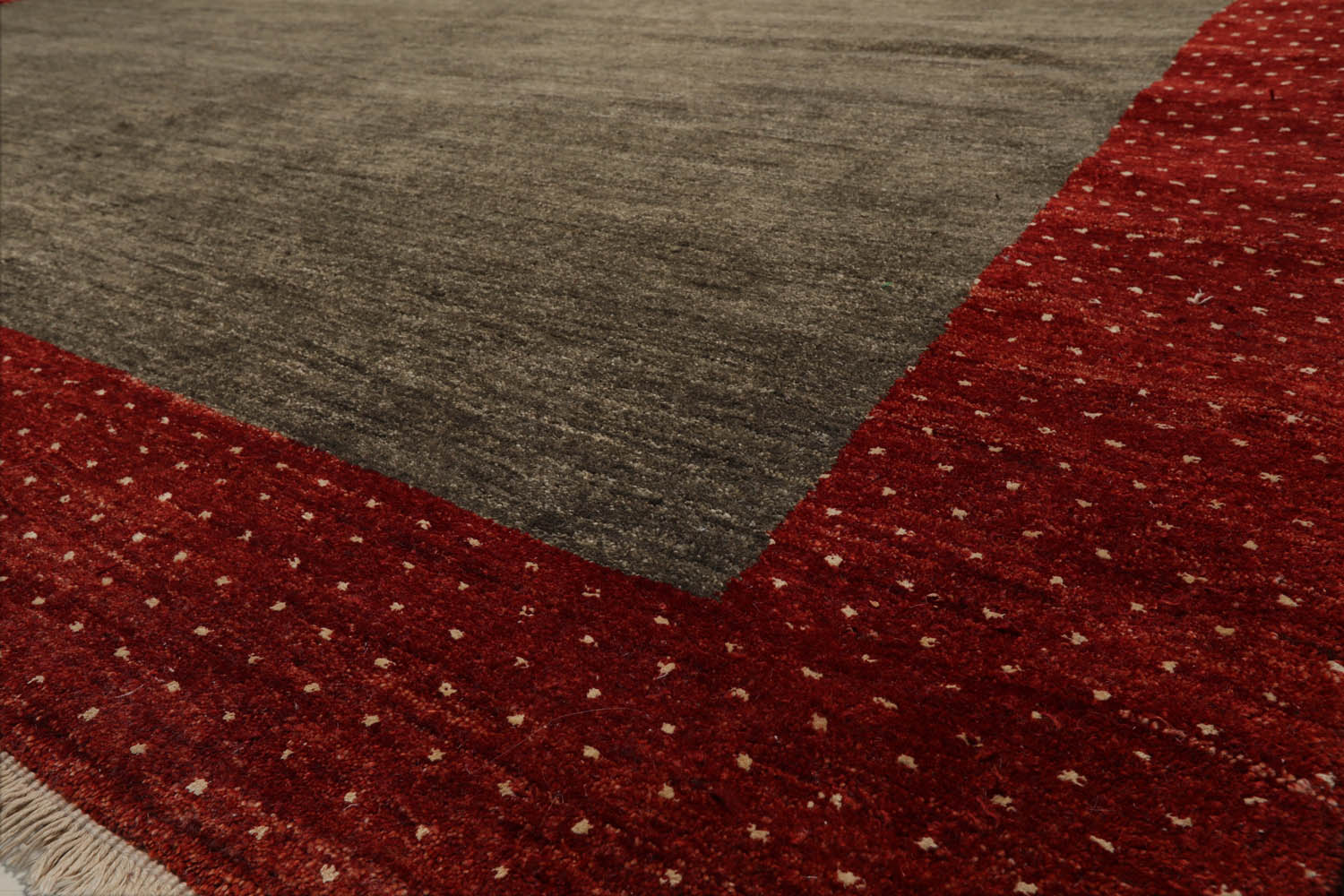 8' Square Mossy Gray, Rusty Red, Beige Color Hand Knotted Gabbeh 100% Wool Modern Oriental Rug