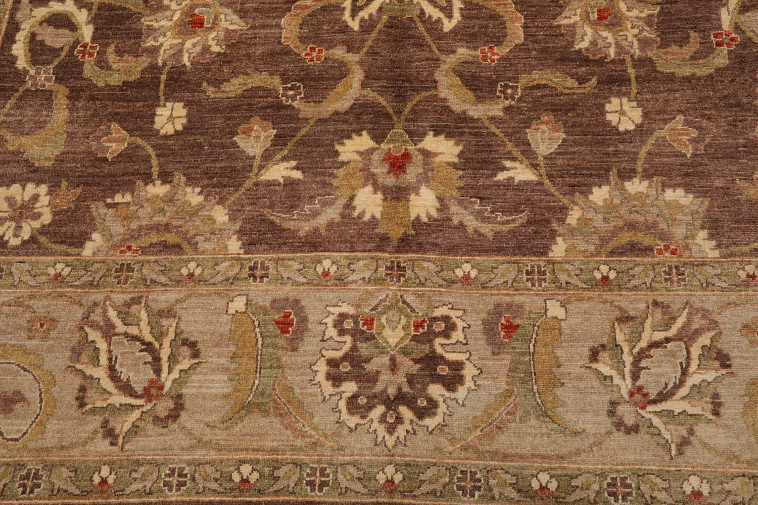 9x12 Brown, Tan, Sage Color Hand Knotted Chobi Peshawar 100% Wool Traditional Oriental Rug