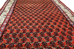 Runner Orange, Ivory, Celadon Color Hand Knotted  Wool Traditional Oriental Rug