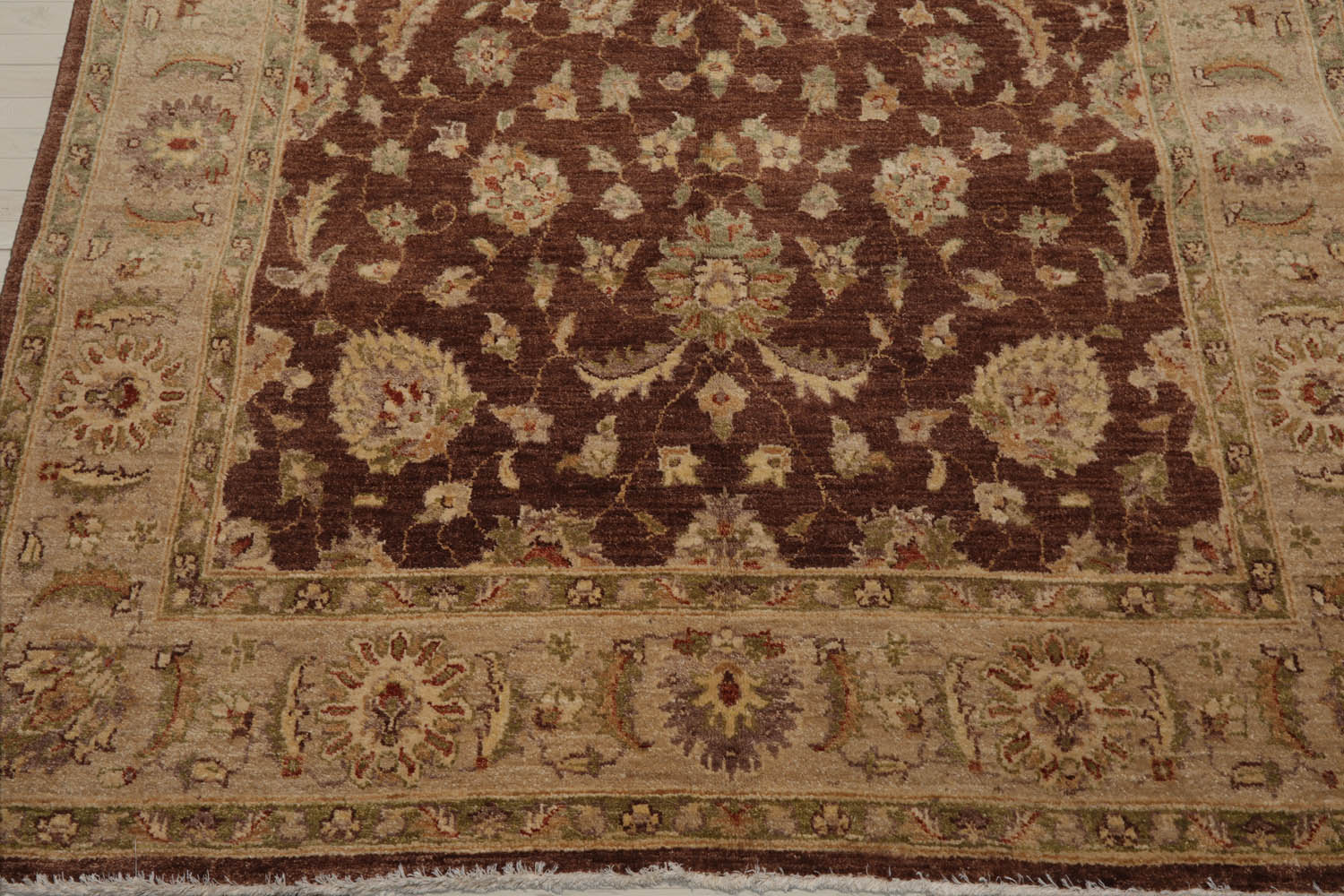 5x8 Brown, Beige, Tan Color Hand Knotted Chobi Peshawar 100% Wool Traditional Oriental Rug