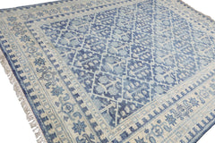 Knotted Rug Blue Gold Hand Knotted Multi Size Wool Oushak Transitional Rugs