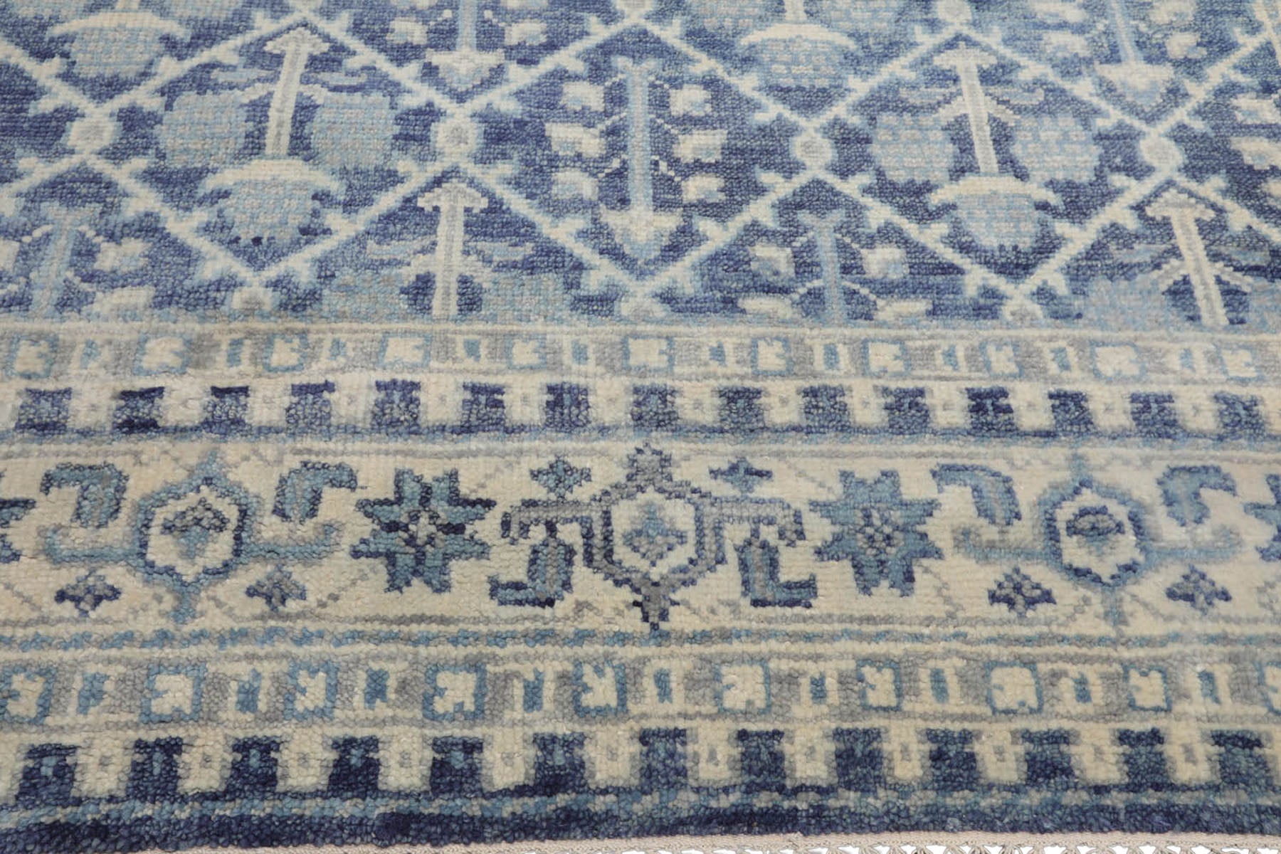 Knotted Rug Blue Gold Hand Knotted Multi Size Wool Oushak Transitional Rugs
