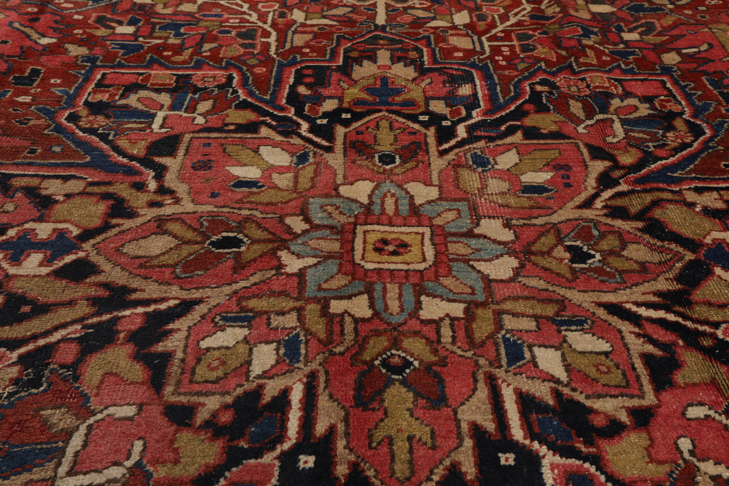 8x11 Rust, Midnight Blue, Rose Color Hand Knotted Heriz 100% Wool Traditional Oriental Rug