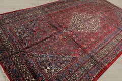 7x11 Red, Ivory, Blue Color Hand Knotted Tabriz 100% Wool Traditional Oriental Rug