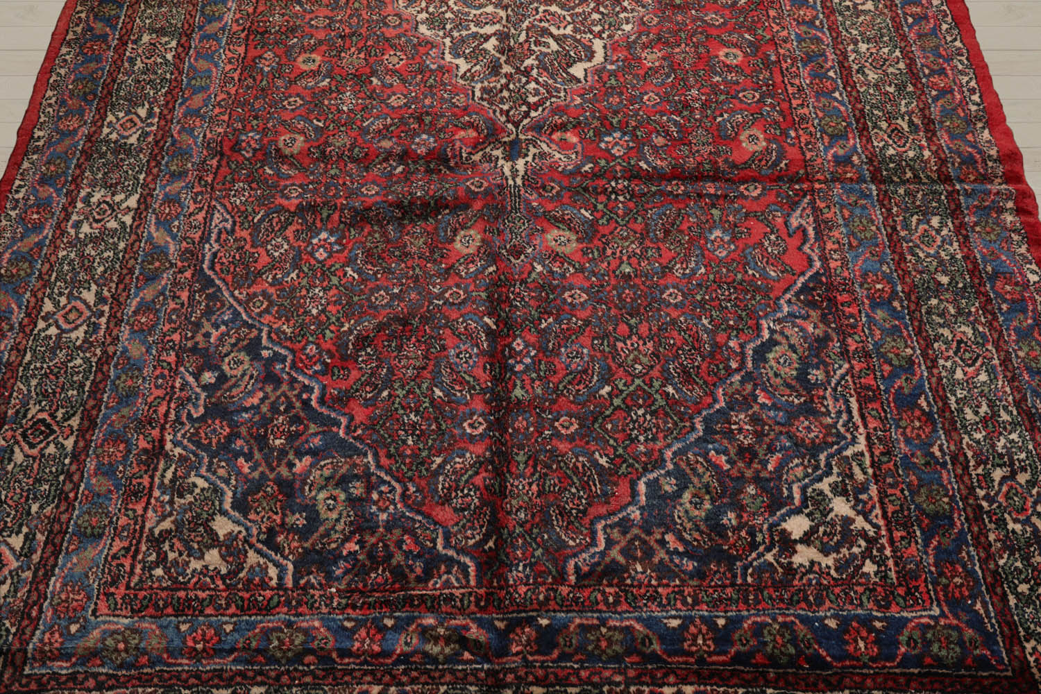 7x11 Red, Ivory, Blue Color Hand Knotted Tabriz 100% Wool Traditional Oriental Rug