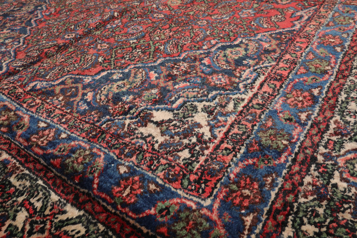 7x11 Red, Ivory, Blue Color Hand Knotted Tabriz 100% Wool Traditional Oriental Rug