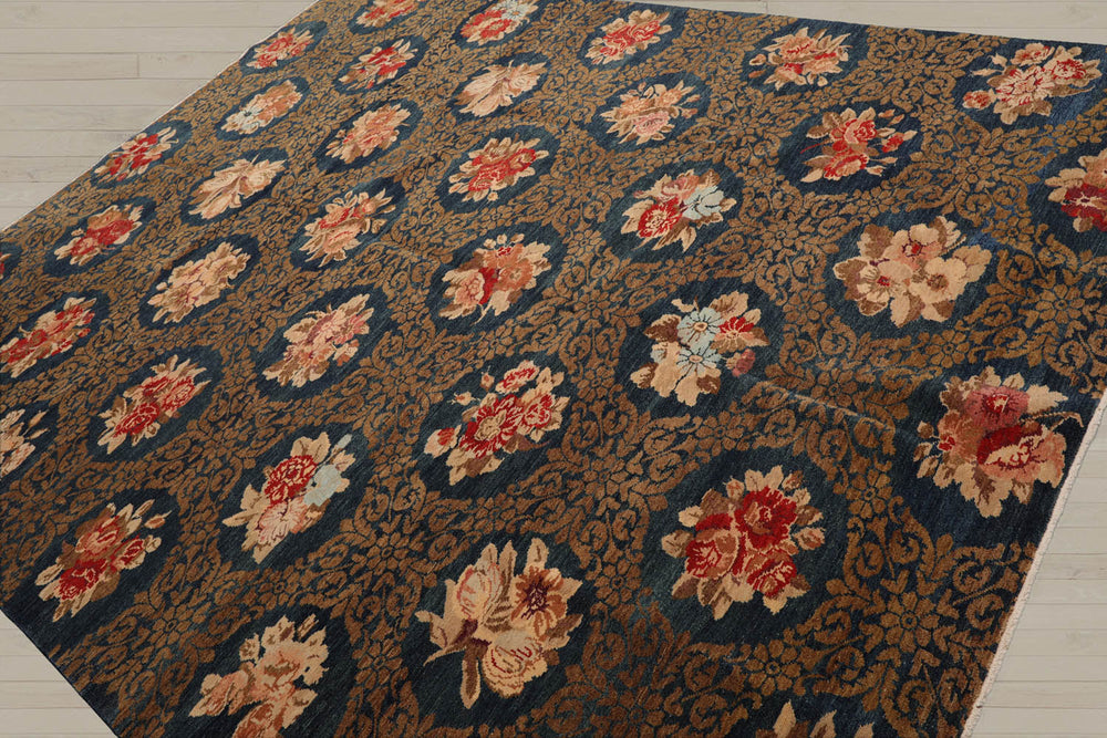 8x10 Blue, Brown, Beige Color Hand Knotted  100% Wool Transitional Oriental Rug
