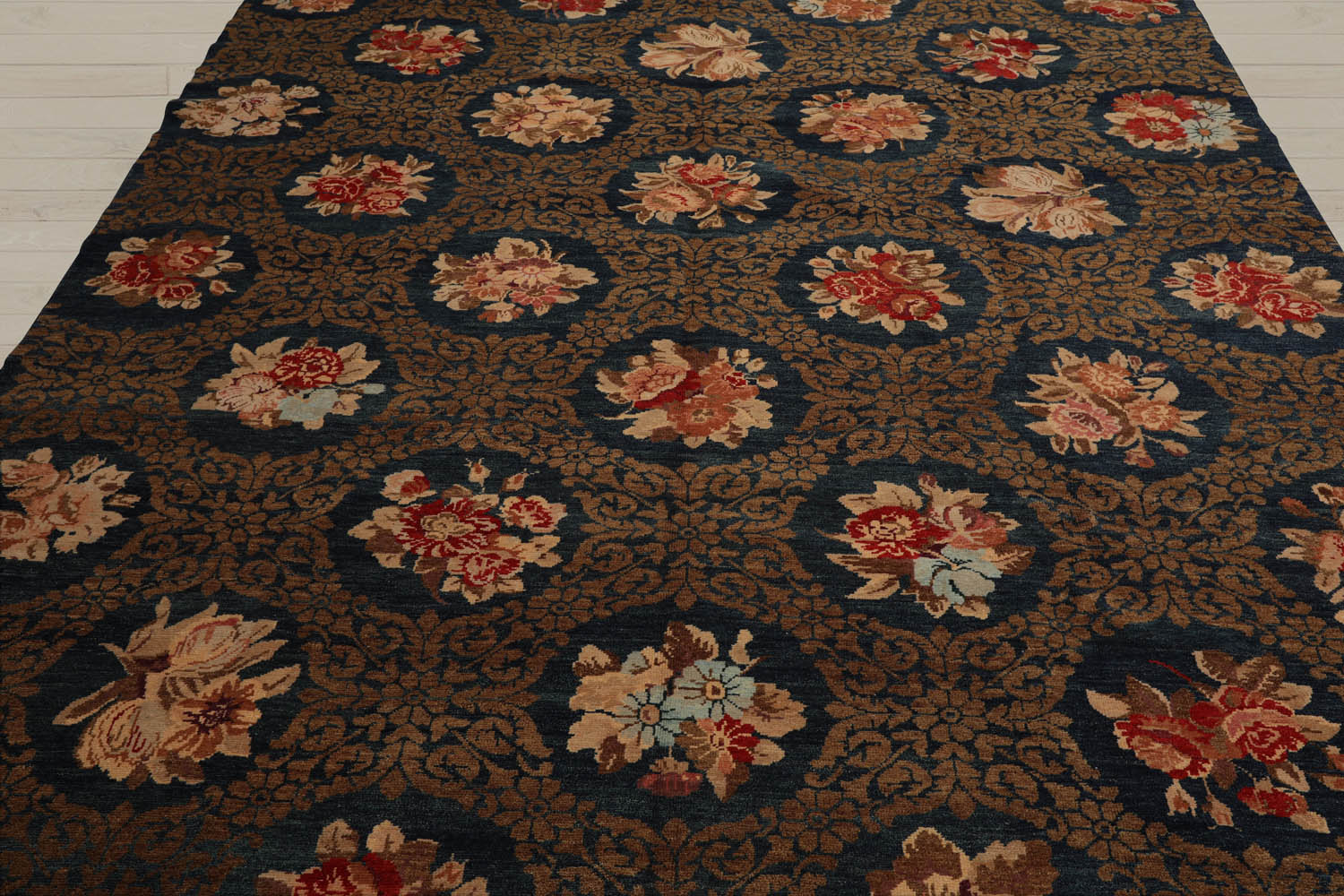 8x10 Blue, Brown, Beige Color Hand Knotted  100% Wool Transitional Oriental Rug