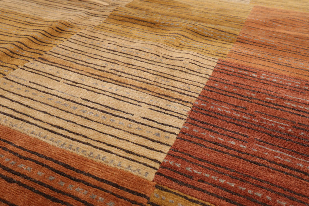 4x6 Rust, Gold, Tan Color Hand Knotted  100% Wool Modern Oriental Rug