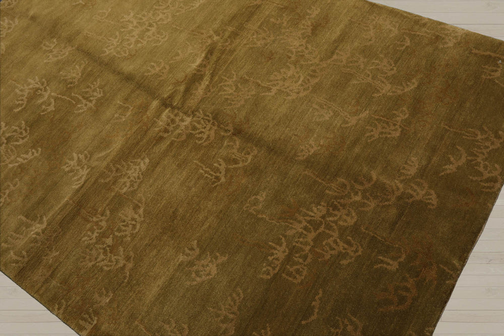 4x6 Lime Tone on Tone, , Color Hand Knotted  100% Wool Transitional Oriental Rug