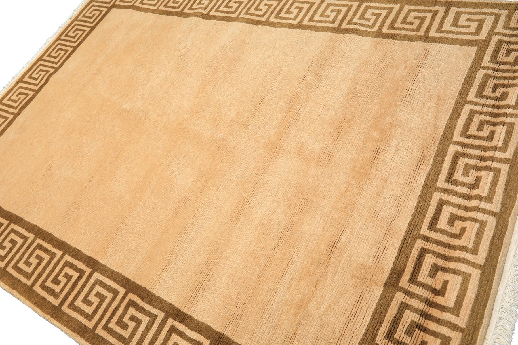 6x9 Mocha, Olive, Color Hand Knotted Tibetan Wool Transitional Oriental Rug
