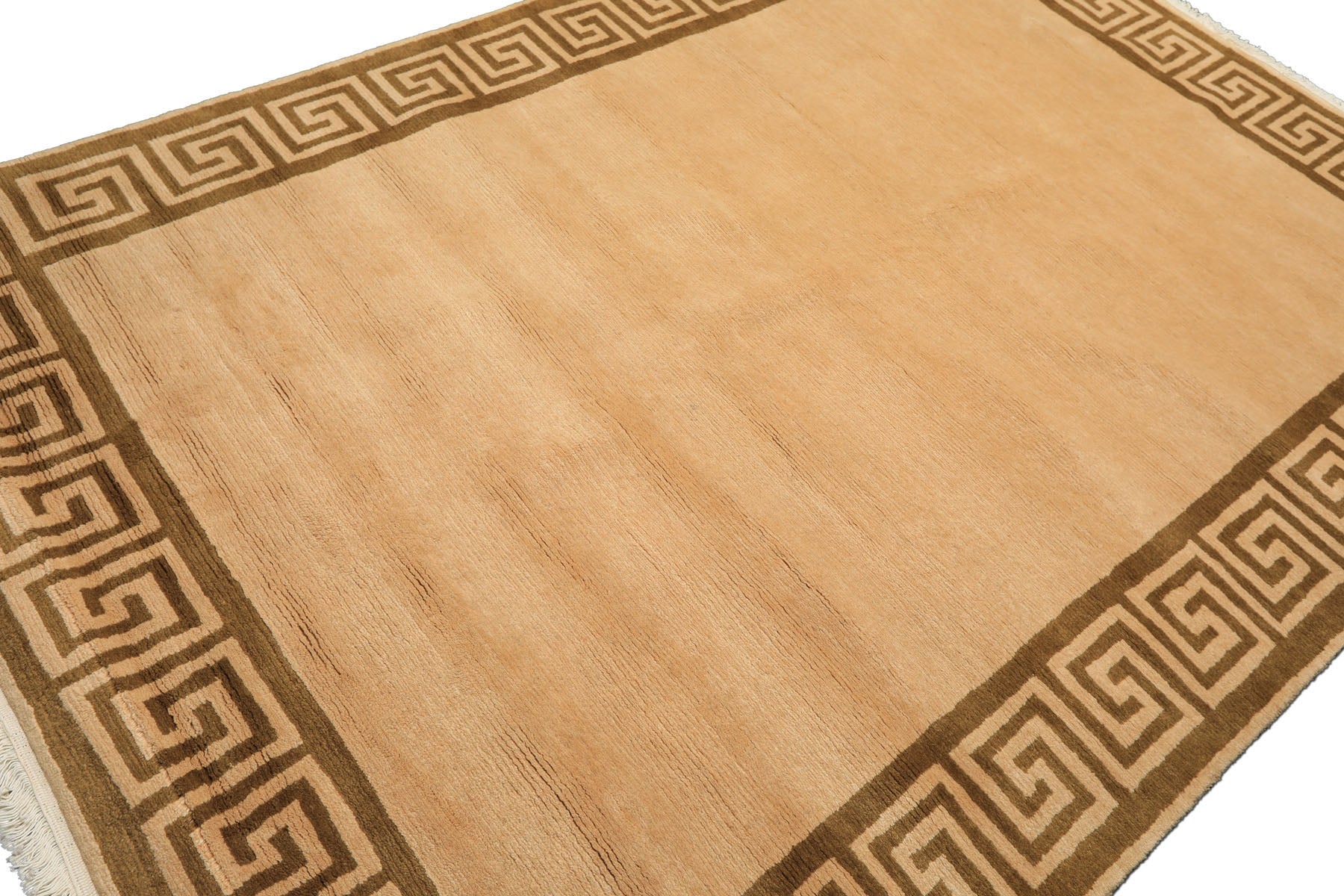 6x9 Mocha, Olive, Color Hand Knotted Tibetan Wool Transitional Oriental Rug