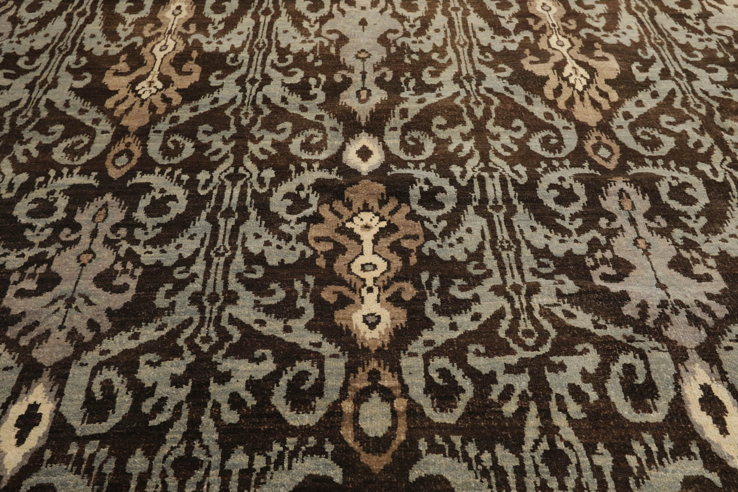 8x10 Brown, Slate, Ivory Color Hand Knotted  100% Wool Transitional Oriental Rug