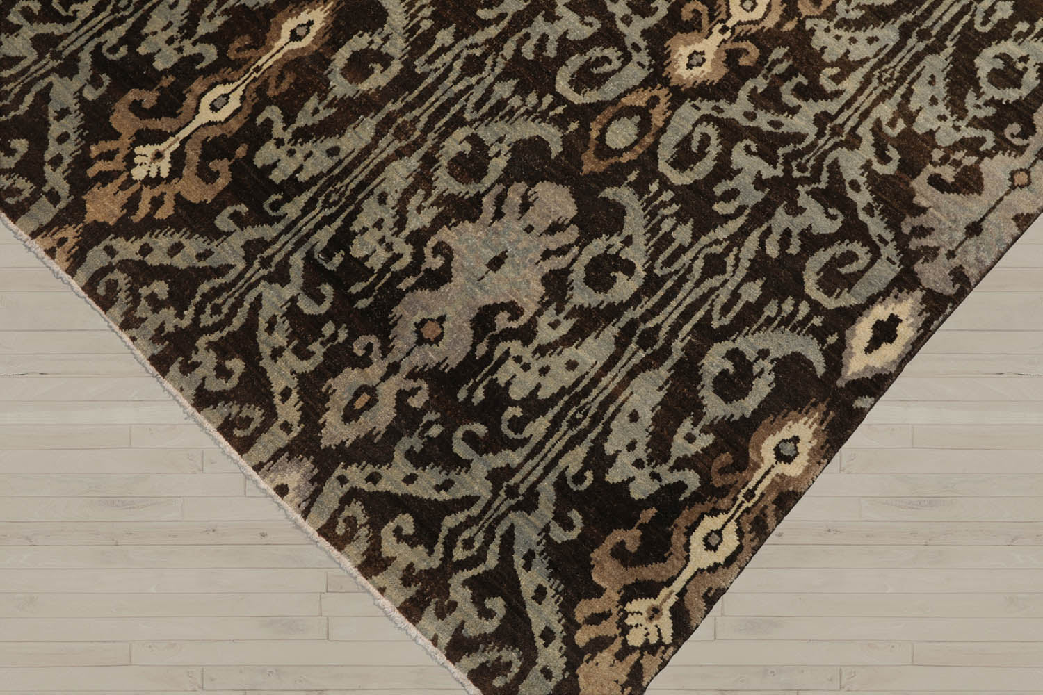 8x10 Brown, Slate, Ivory Color Hand Knotted  100% Wool Transitional Oriental Rug