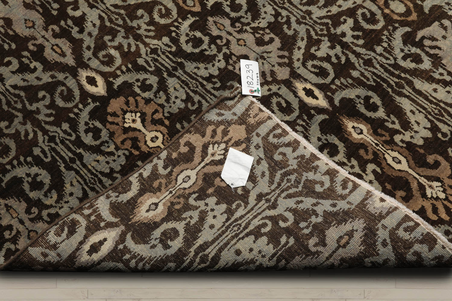 8x10 Brown, Slate, Ivory Color Hand Knotted  100% Wool Transitional Oriental Rug