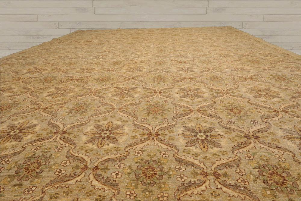 10x14 Tan, Gray, Beige Color Hand Knotted Peshawar 100% Wool Traditional Oriental Rug