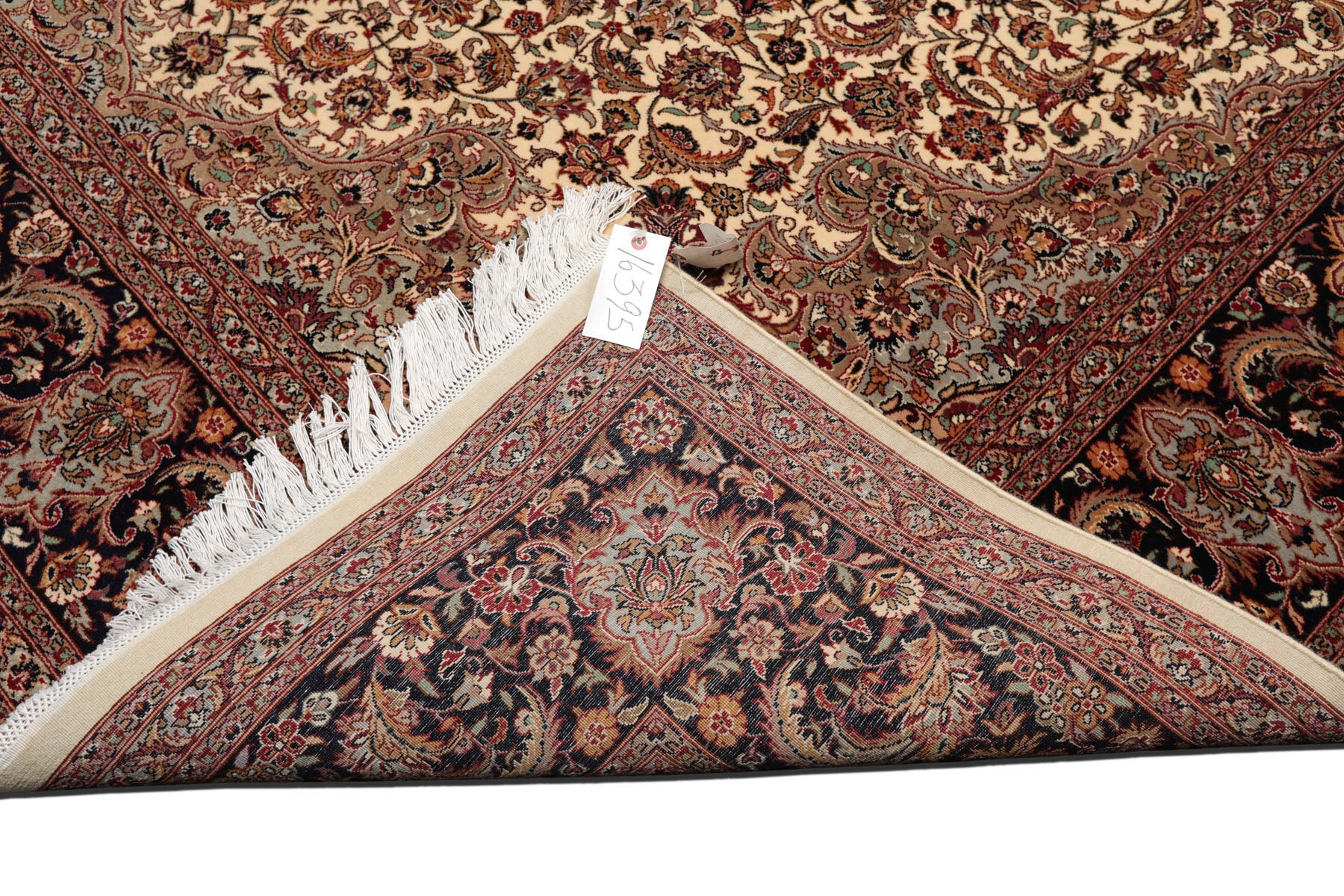 Knotted Rug Ivory Black Hand Knotted 8'x10' Pak Persian Tabriz Traditional 100% Wool Oriental Area Rug