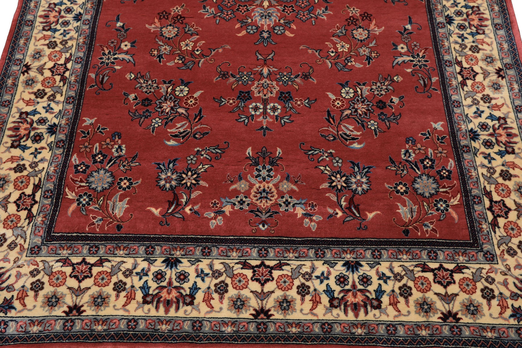 4x6 Rose, Ivory, Aqua Color Hand Knotted Pak Persian New Zealand Wool Traditional Oriental Rug