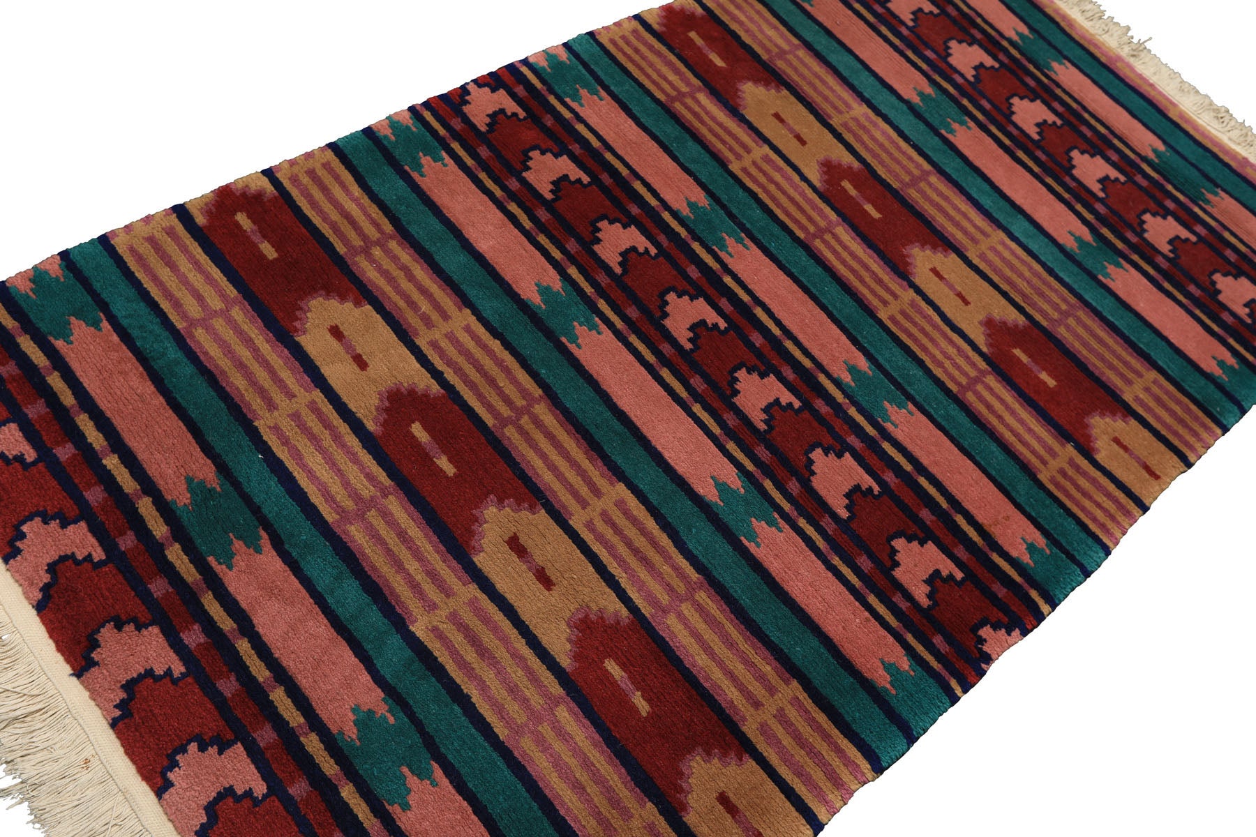 4x6 Turquoise, Blush, Lavender Color Hand Knotted Tibetan Wool Modern & Contemporary Oriental Rug