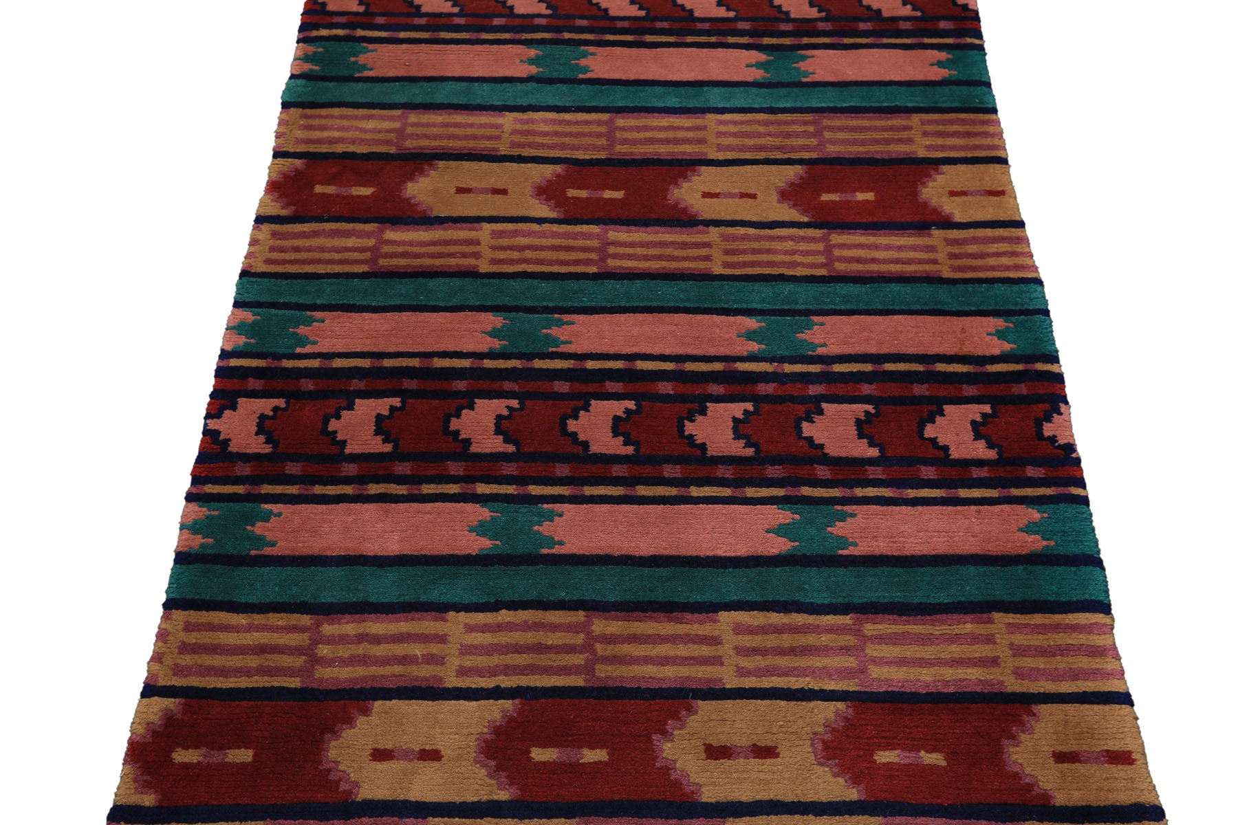 4x6 Turquoise, Blush, Lavender Color Hand Knotted Tibetan Wool Modern & Contemporary Oriental Rug