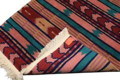 4x6 Turquoise, Blush, Lavender Color Hand Knotted Tibetan Wool Modern & Contemporary Oriental Rug