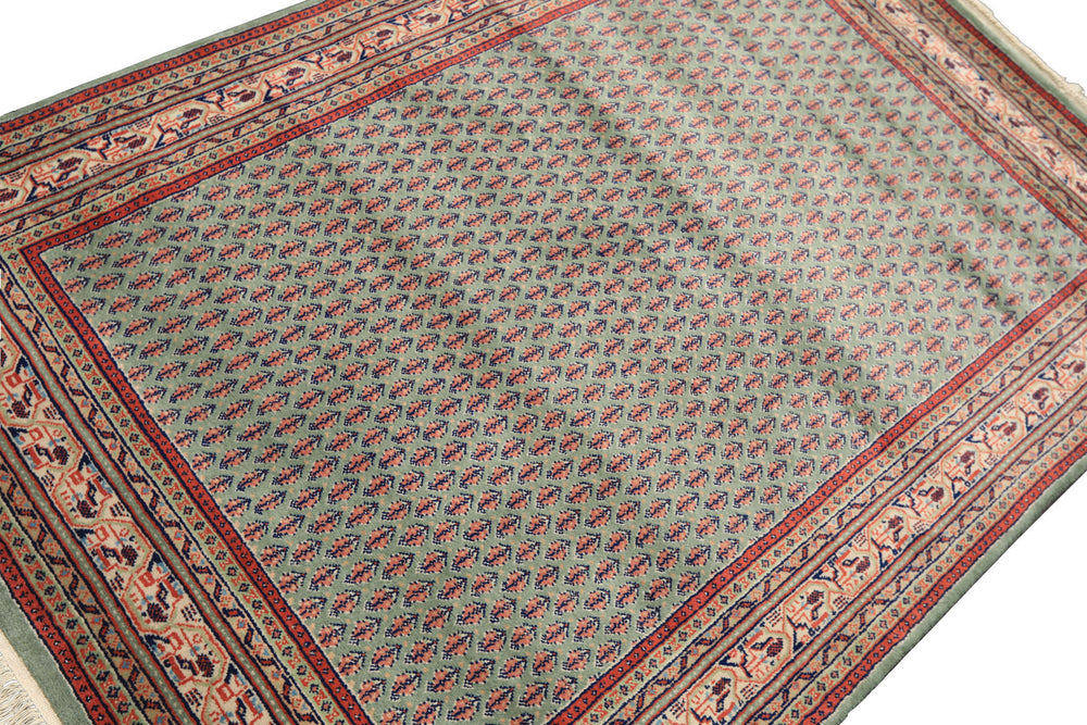 4x6 Sage, Rose, Blush Color Hand Knotted  Wool Traditional Oriental Rug