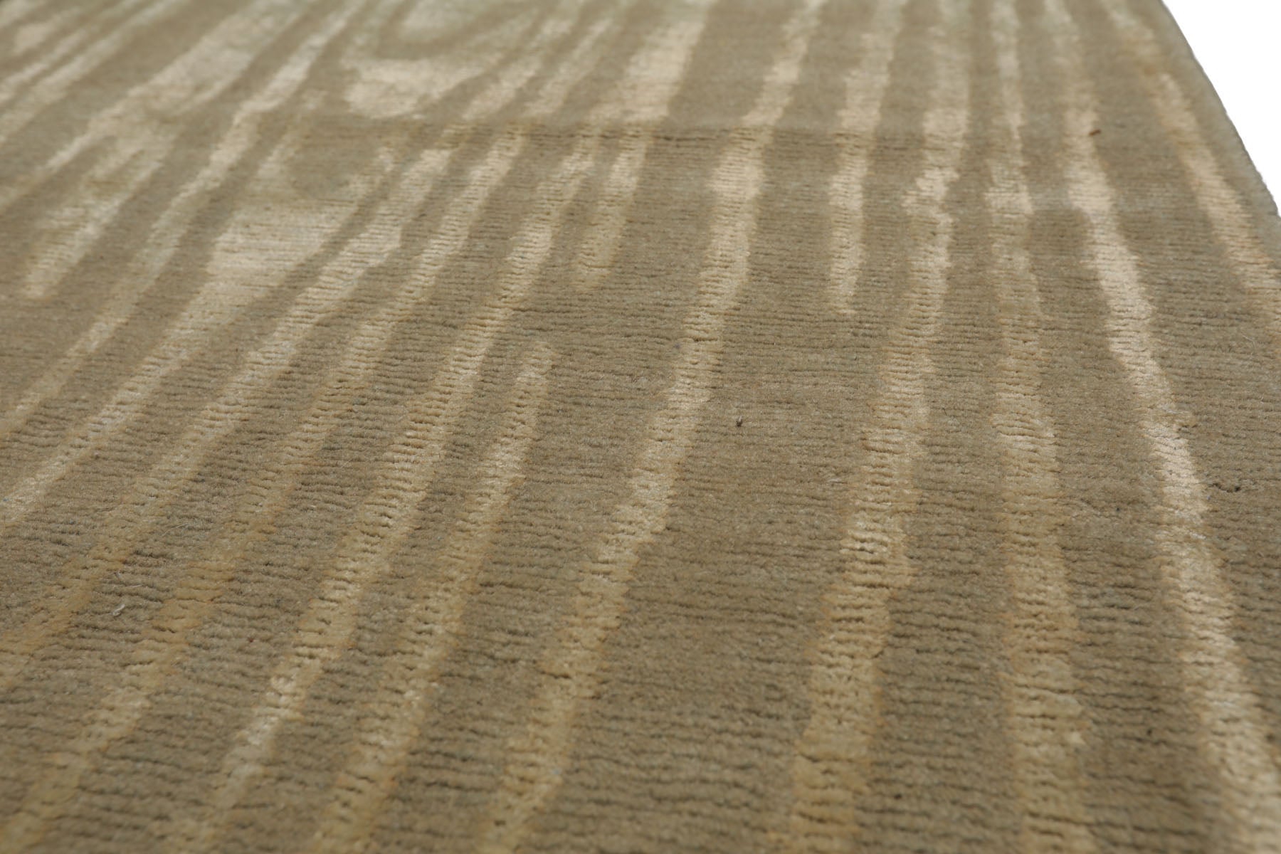 Knotted Rug Gray Green Hand Knotted 2'x3' Modern Contemporary Tibetan Wool and Silk Oriental Area Rug