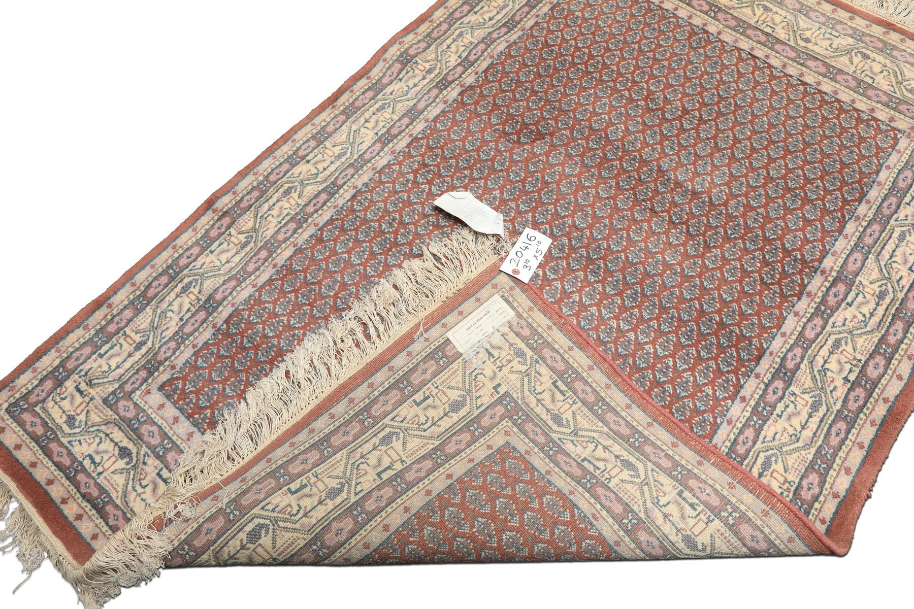4x6 Rose, Ivory, Taupe Color Hand Knotted  Wool Traditional Oriental Rug