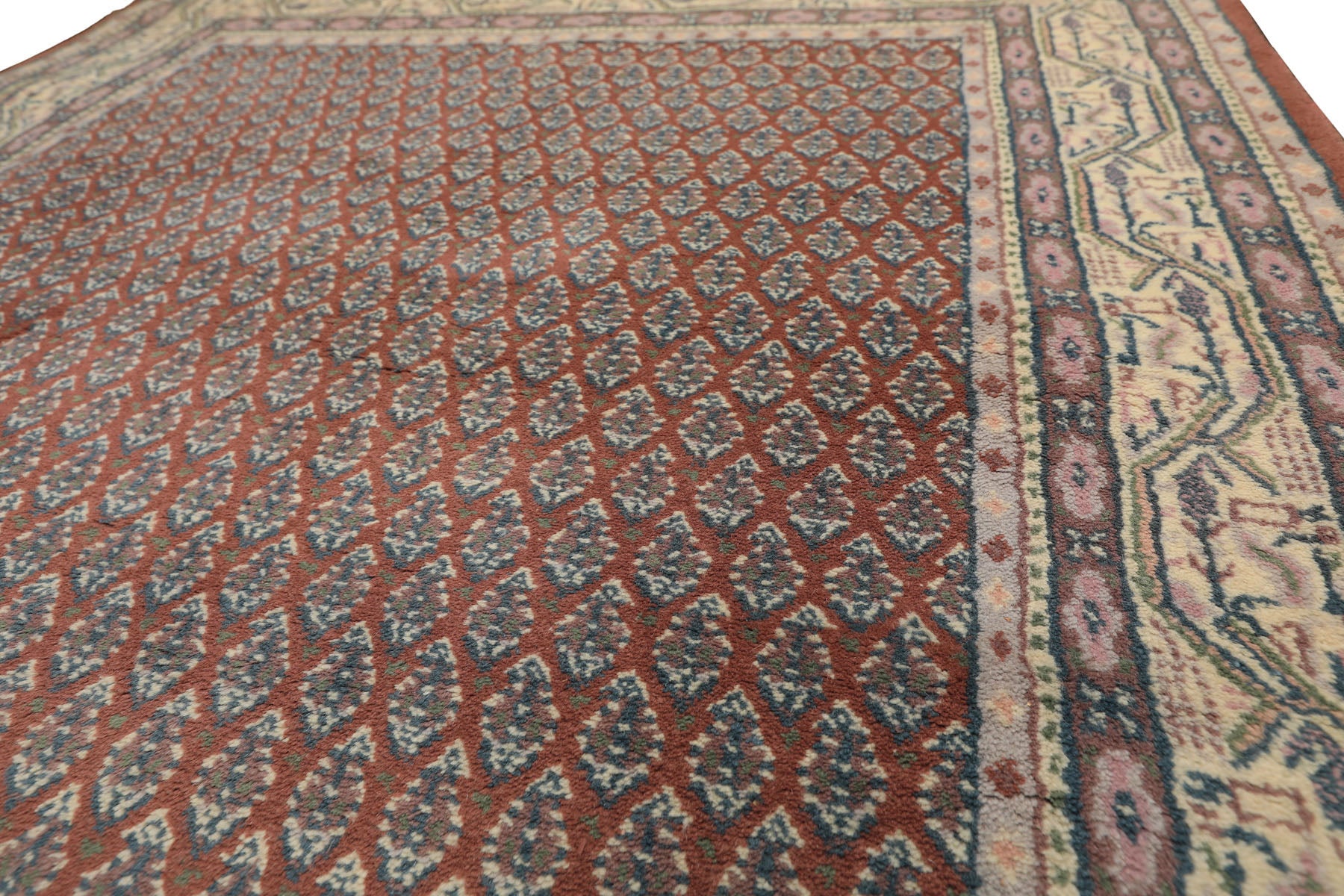 4x6 Rose, Ivory, Taupe Color Hand Knotted  Wool Traditional Oriental Rug