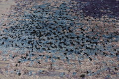 Square Gray, Purple, Ivory Color Hand Knotted  Wool & Silk Modern Oriental Rug