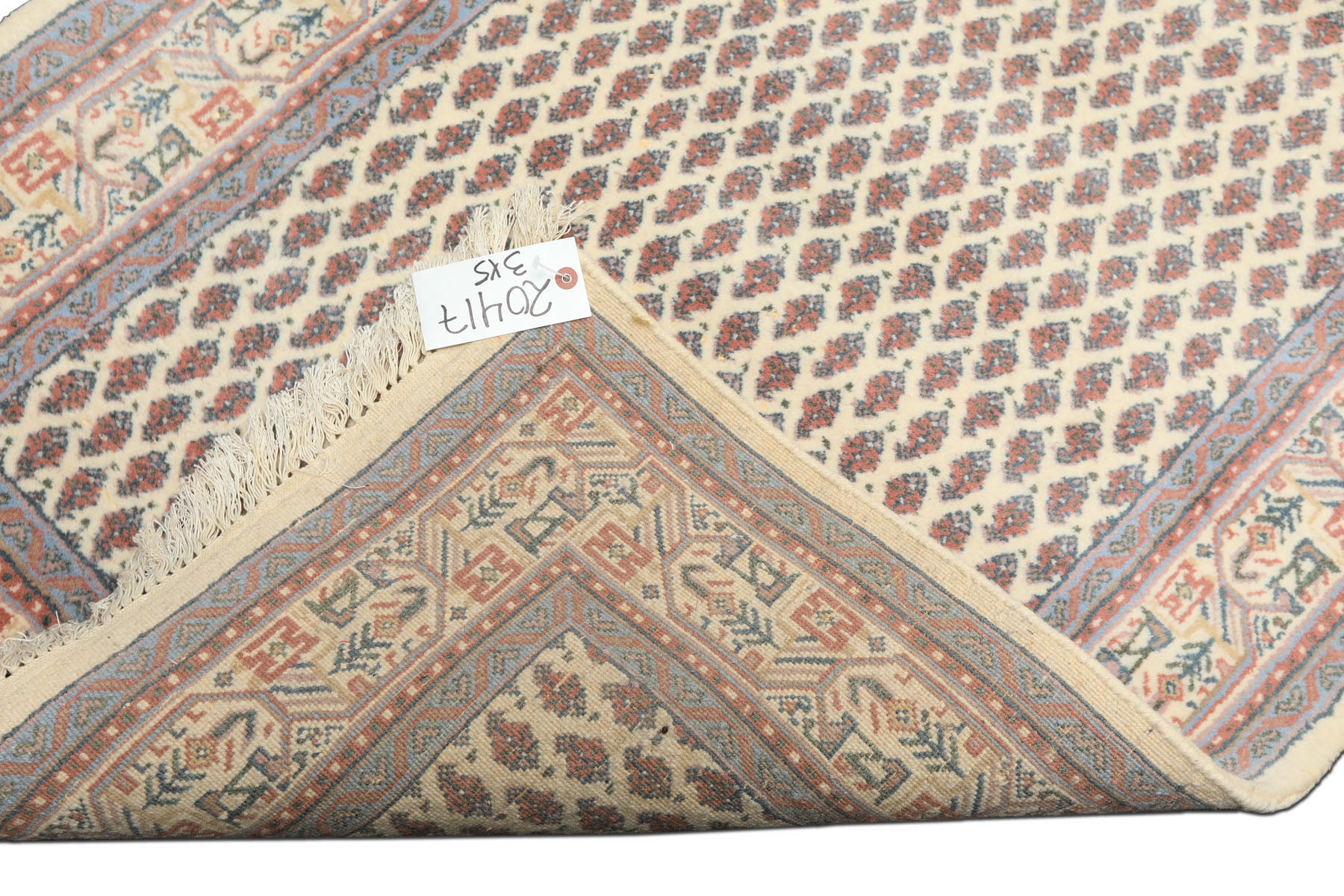3x5 Ivory, Rose, Blue Color Hand Knotted  Wool Traditional Oriental Rug