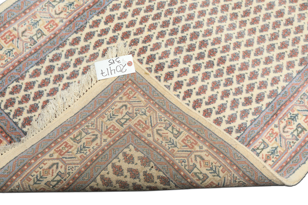3x5 Ivory, Rose, Blue Color Hand Knotted  Wool Traditional Oriental Rug